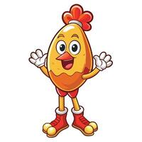 a cartoon egg character with a red hat and red shoes vector