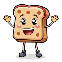 a cartoon slice of bread with on a white background vector