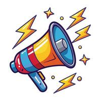 a cartoon megaphone with lightning coming out of it vector