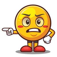 angry emoticon character pointing at something white background vector