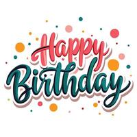 happy birthday text with colorful dots vector