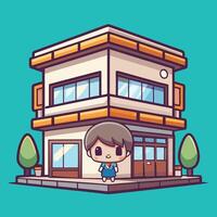 character standing in front of a building vector