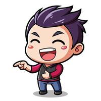 boy pointing at something on a white background vector