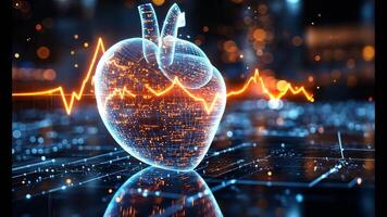 Futuristic Digital Heart with Data Visualization in High-Tech Concept Design video