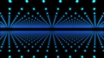 blue grid with neon dots in cyberspace, parallax motion background, 3d abstract organized and wireless connected points in space with infinite motion loop video
