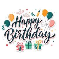 happy birthday card white background vector