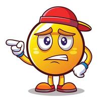 angry emoticon character with red cap pointing at something vector