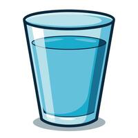Sticker glass of water on white background vector