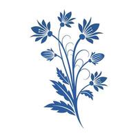 Floral Blue Silhouette Elegant Botanical Illustration Design vector