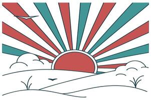 Art Deco-Inspired Sunrise Design with Symmetrical Geometric Style vector