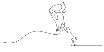 human running posture one line drawing continuous minimalist art vector