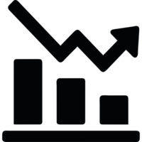 An icon of a graph with a bar and arrow icon isolated png