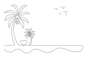 Palm tree single line drawing vector