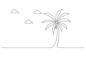 Palm tree line drawing of isolated outline design vector