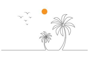 Palm tree line drawing vector