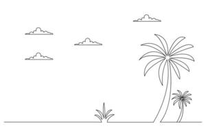 Palm tree one line design vector