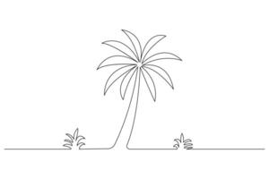 Palm tree single line drawing art vector