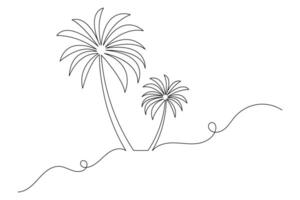Palm tree outline line drawing of isolated vector