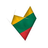 Sketched crooked heart with Lithuanian flag vector