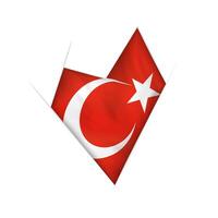 Sketched crooked heart with Turkey flag vector