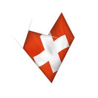 Sketched crooked heart with Switzerland flag vector
