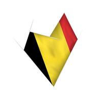 Sketched crooked heart with Belgium flag vector