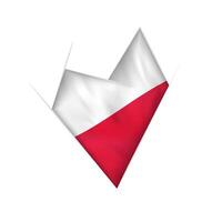 Sketched crooked heart with Poland flag vector
