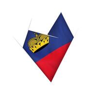 Sketched crooked heart with Liechtenstein flag vector