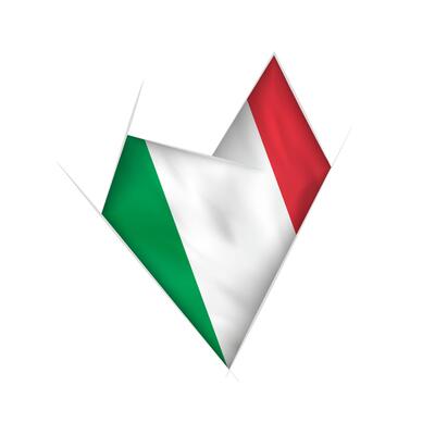 Sketched crooked heart with Italy flag