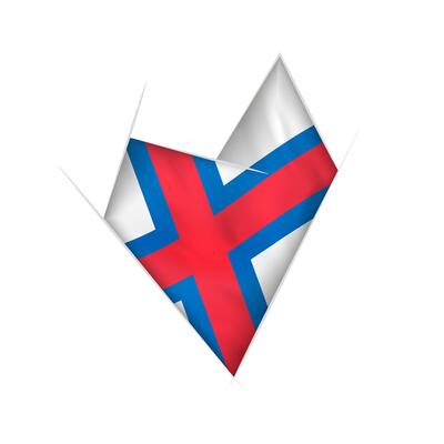 Sketched crooked heart with Faroe Islands flag