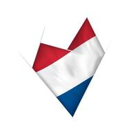 Sketched crooked heart with Netherlands flag vector