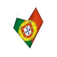 Sketched crooked heart with Portugal flag vector