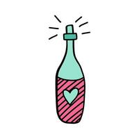 Love elixir bottle with heart isolated on white in doodle style. Hand drawn love elixir for Valentine's Day and weddings. Perfect love elixir for expressing romance and celebrating special moments vector