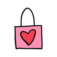 Castle locker with red heart in doodle style. Cute hand drawn castle locker, perfect for symbolizing love and security on Valentine's Day. Ideal castle locker design for romantic gifts, decorations. vector