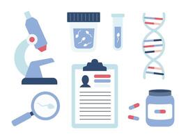 Sperm test analysis set of elements in flat style. vector