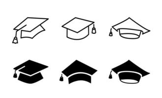 Graduation caps in various styles vector