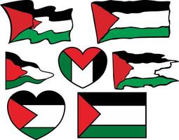 A Set of Palestine Flags With Various Shapes vector