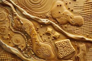 Golden texture with abstract shapes and patterns creating a luxurious background photo