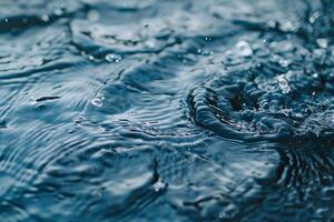Water surface with ripples and droplets falling creating concentric circles photo