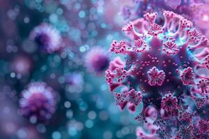 Microscopic view of coronavirus showing corona virus spikes mutating photo