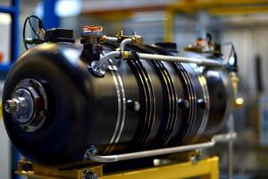 Shiny new equipment sits idle in a brightly lit factory setting photo