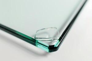 Square glass surface is showing a crack on the edge photo