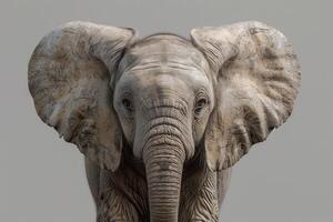 Elephant staring intensely with large ears spread wide open photo