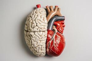 Anatomical model showing human brain and heart intertwined symbolizing connection photo
