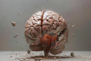 Exploding brain showing mental health problems and burnout syndrome photo