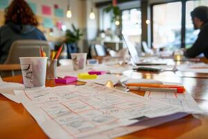 Designers working on user interface and user experience design for mobile application photo