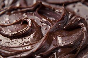 Delicious chocolate cream rotating and mixing, creating a smooth texture photo
