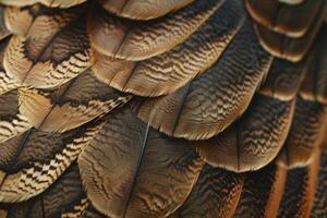 Beautiful brown and beige feathers creating a soft textured background photo