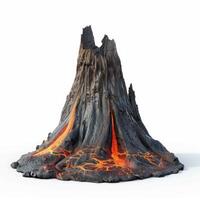 Volcano erupting with magma flowing down its sides photo