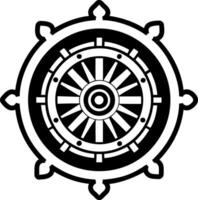 Dharma wheel symbol icon in glyph style vector